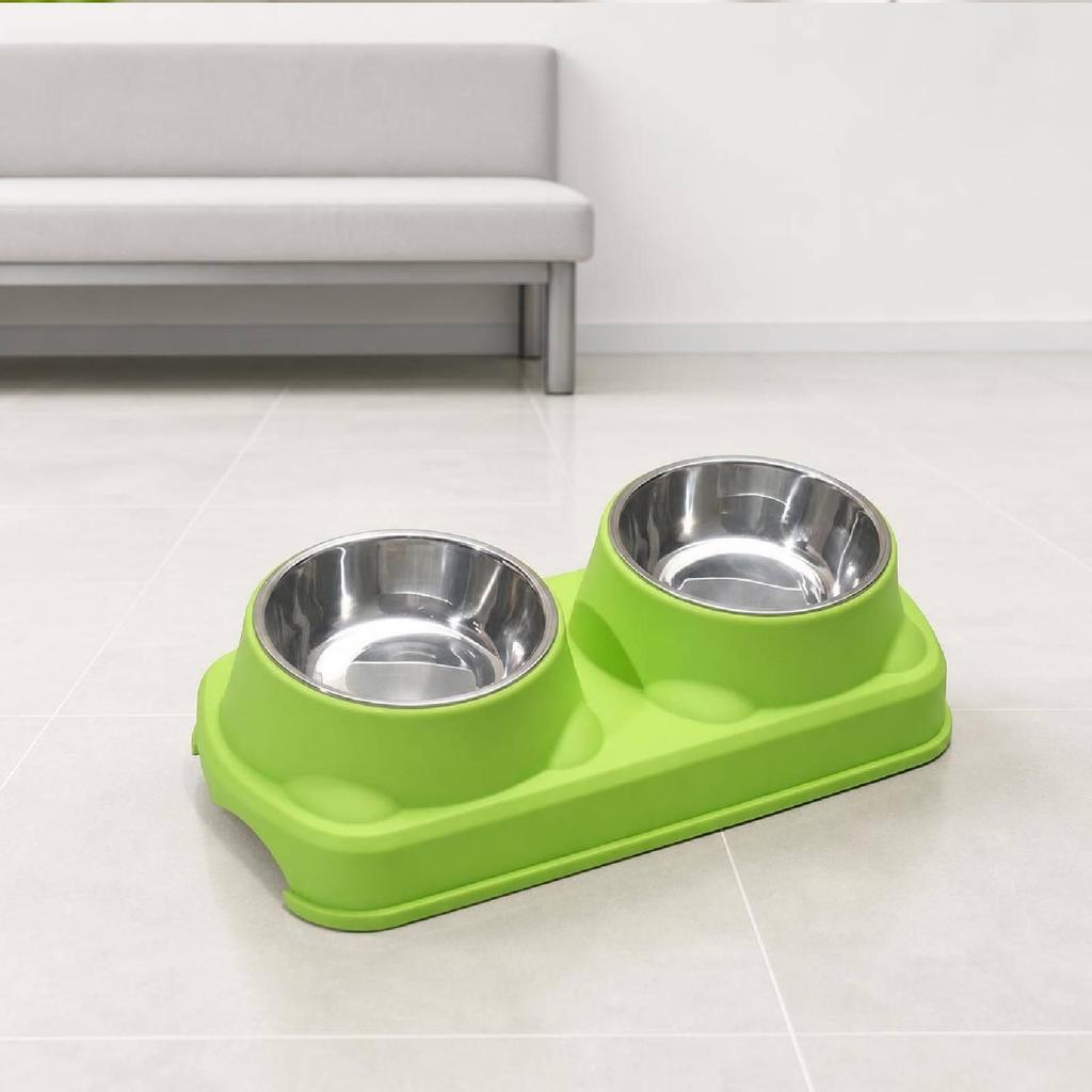 Elevated Cat Bowl Stainless Steel Double Pet Dishes Raised Feeding Set Food Water Holder for Indoor Kitten