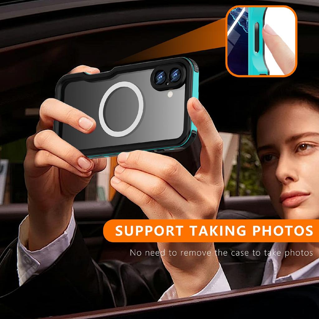 REDPEPPER D-UP Series For iPhone 16 Plus Case IP68 Waterproof Clear Back Panel Phone Cover Compatible with MagSafe