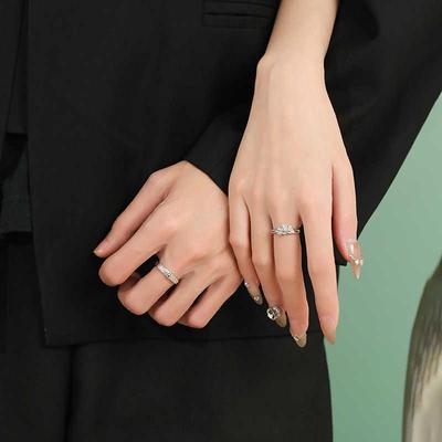 999 Sterling Silver Snow Mountain Rose Couple Rings - Adjustable, Token of Love, Valentine's Day Gift