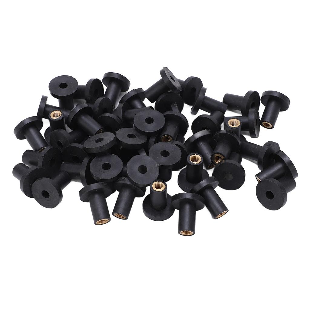 50Pcs Set Rubber M5 Well Nuts Fasteners for Car Windscreen Motorcycles Fairing Kayaks