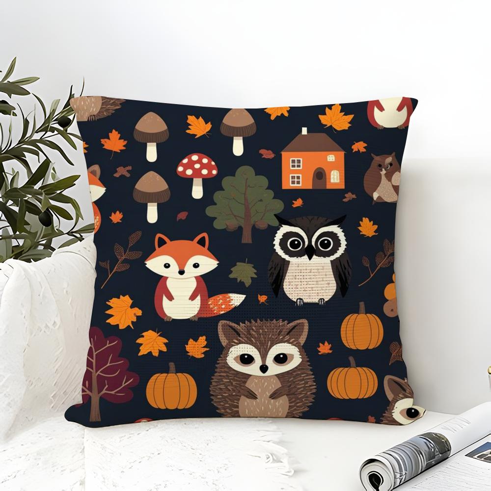 Children'S Cartoon Animal Painting Pillow Case Linen Pillow Case Sofa Home Decor Cushion Cover Cushion Cove