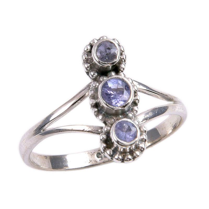 Natural Tanzanite Gemstone 925 Solid Sterling Silver Jewelry Ring Size 8 r3D55