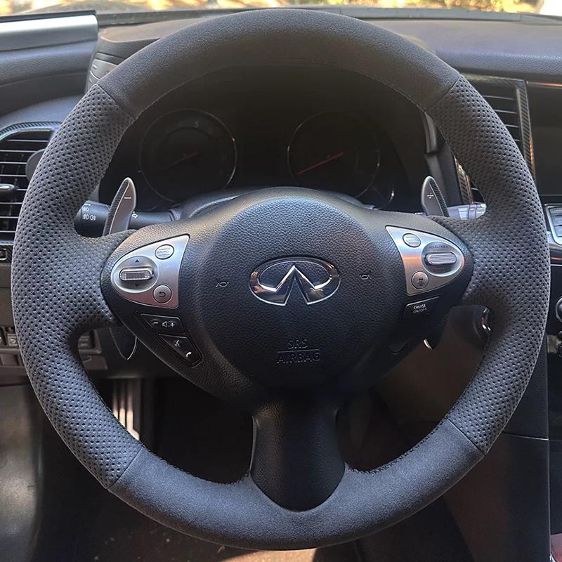 Hand-stitched non-slip black Leather Carbon Fiber