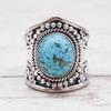 WOSIKATE Vintage Moonstone Thai CopperRing For Women Black Agate Turquoise Finger Ring Fashion Jewellery Drop Shipping