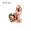 Rainbow Rose Gold Pink Small Medium Size Set Heart Shape Crystal Metal Anal Beads Butt Plug Jewelry Sex Toy for Female Male