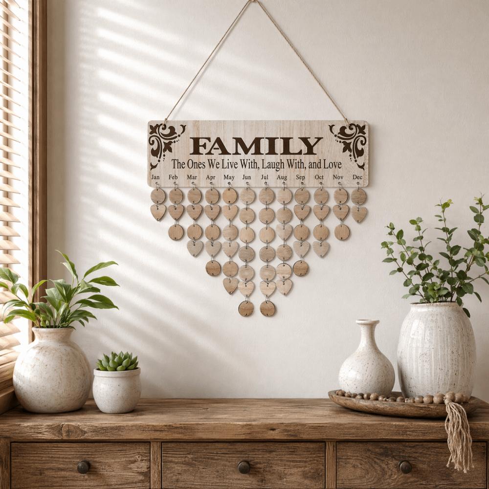 Brown Birthday Reminder Calendar 15.75 X 4.72 X 0.20in Family Sayings Pattern for Grandma