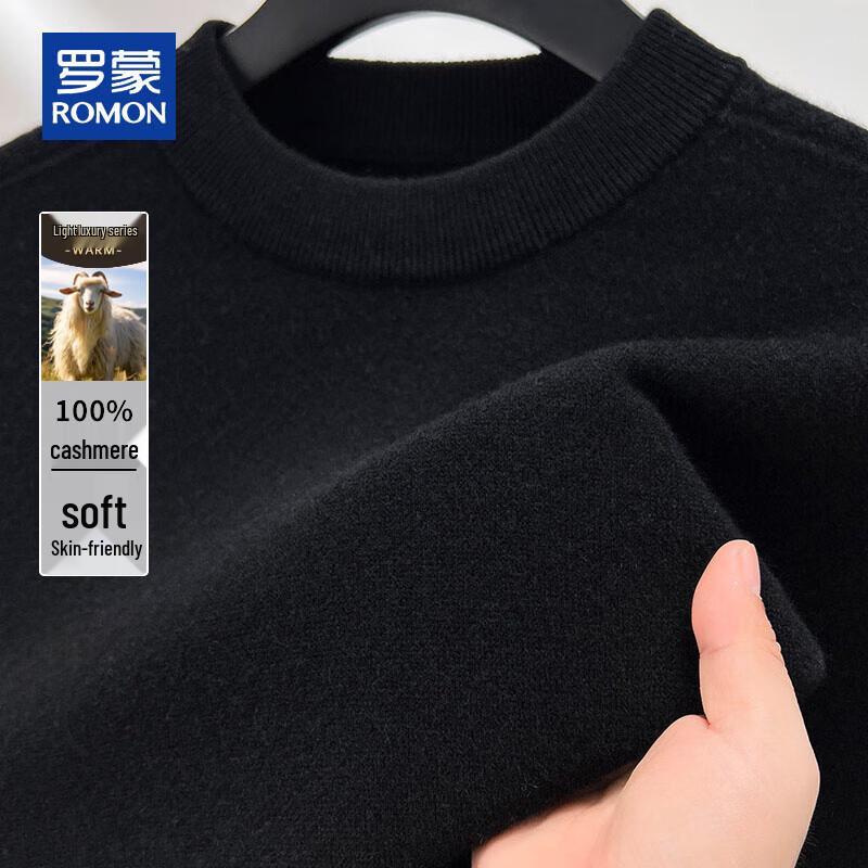 ROMON Men's 100% Pure Cashmere Round Neck Pullover Sweater