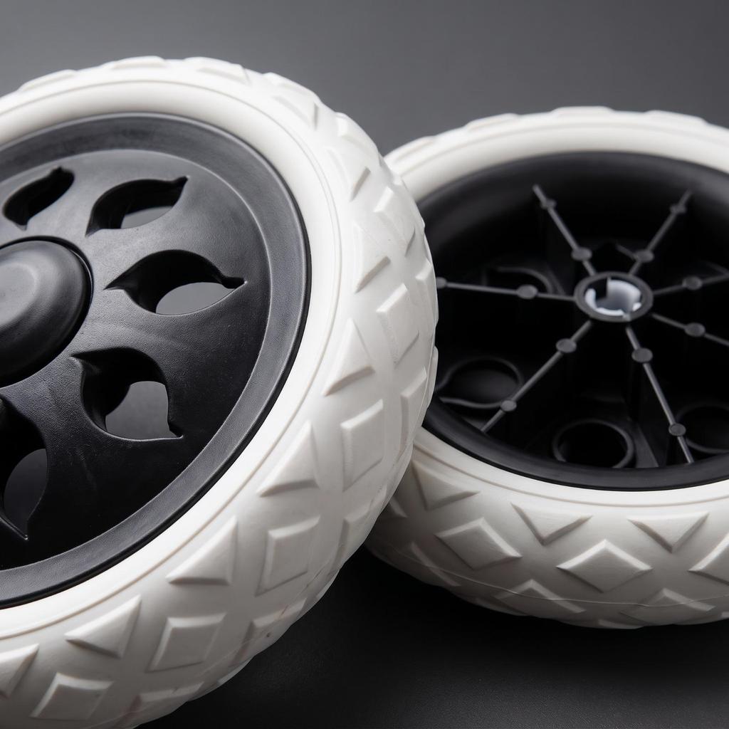 Cart Wheel Set Treaded Tires Reinforced Plastic Hubs for Cloth Shopping Carts