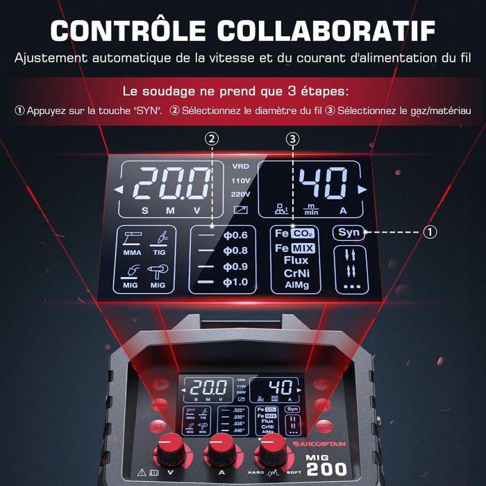 Multi-process Welding Machine - ARCCAPTAIN 200Amp 6 In 1 - MIG/TIG/MMA/Spot - 200 A - LED Screen