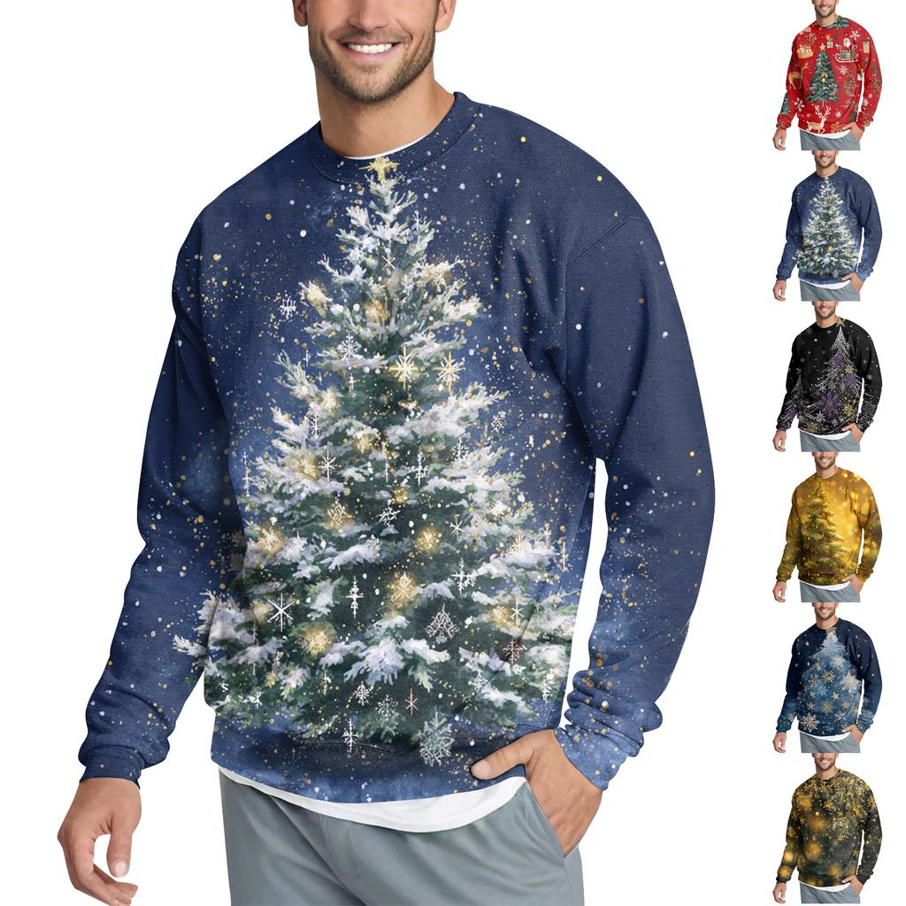 Men's Casual Fashion Printed Round Neck Pullover Sweatshirt