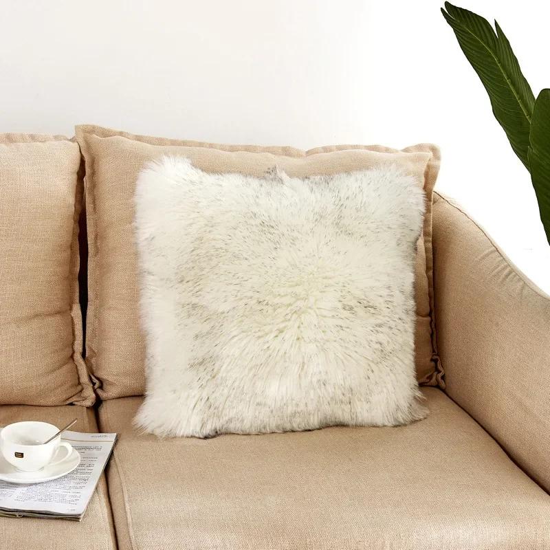 Soft Comfortable Fluffy Solid Plush Square Sofa Cushion Cover Modern Throw Pillow Case Car Sofa Home Decor Supplies 45*45cm