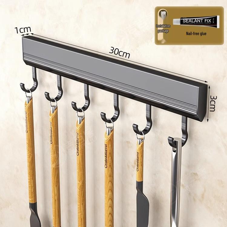 Space-Saving Kitchen Wall Rack: Punch-Free Aluminum Multi-Function Storage Hooks