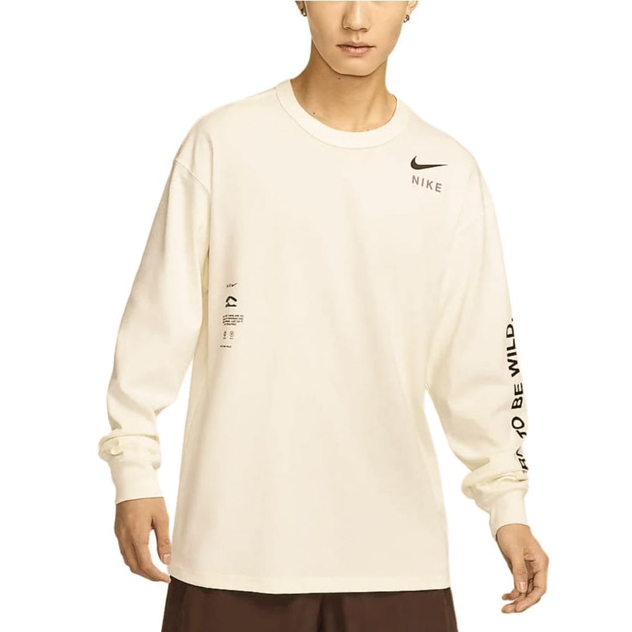 Nike T Shirts Men's Sail White Crew Neck Moderate Straight Fit HF6173-133