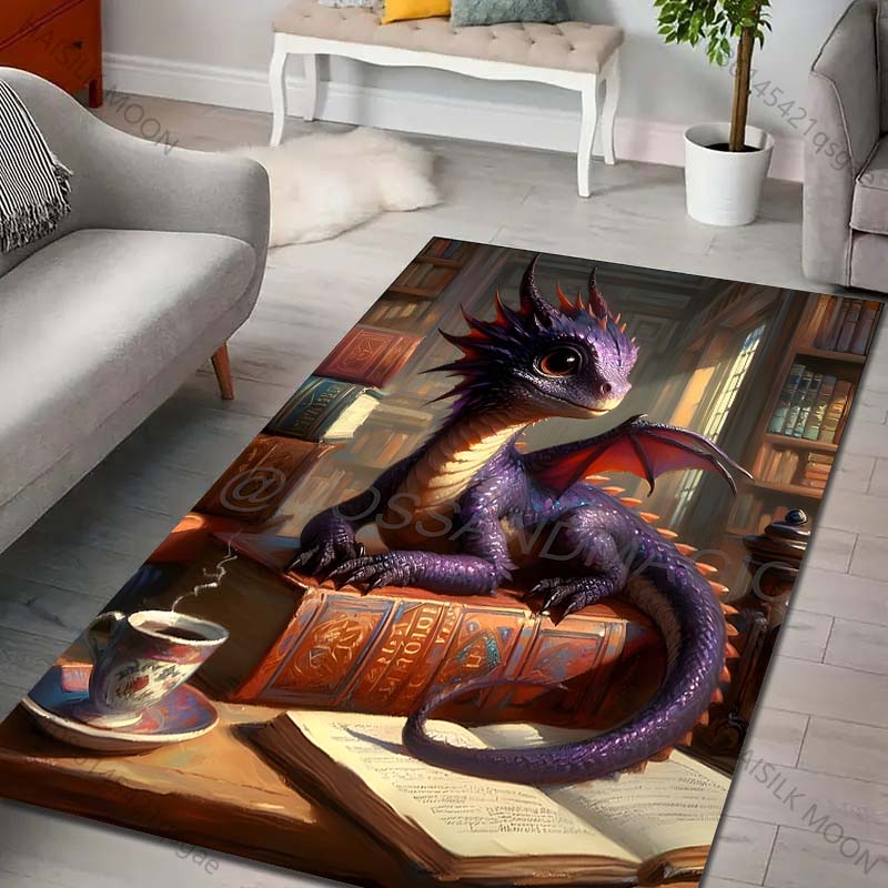 Magic Book Dragon Print Carpet for Living Room Bedroom Bathroom Mat Creative Doormat Sofa Table Home Decor Area Rug Luxury Gift