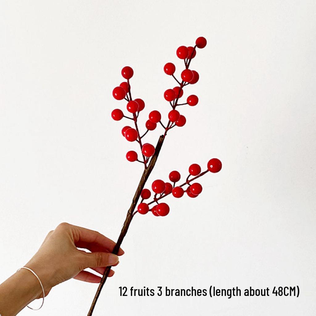 Fortune Fruit Europäischer Stil Künstliche Stehende Rote Beeren Akazienblüten-Arrangement