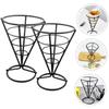 BHBL 6 Pcs Wire Metal Food Racks Cone Fried Basket Serving Chips Stand Display Stands Chicken Holder