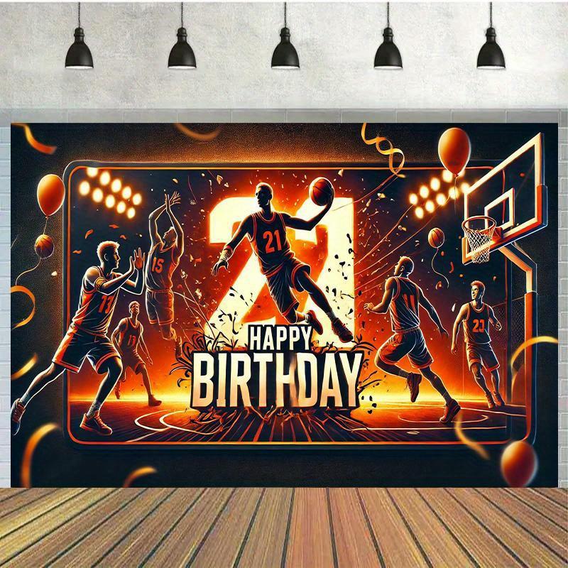 2D plane 1-piece basketball for 21st birthday celebration background birthday banner and flag supplies