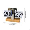 Flip Down Clock Automatic Page Turning Multifunctional Novelty Decoration Wood Base Tabletop