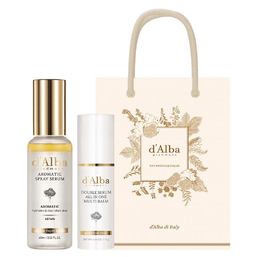 [d'Alba] White Truffle First Aromatic Spray Serum 60ml + Double Serum All-in-one Multi Balm 10g + Gift Bag, 1 Set