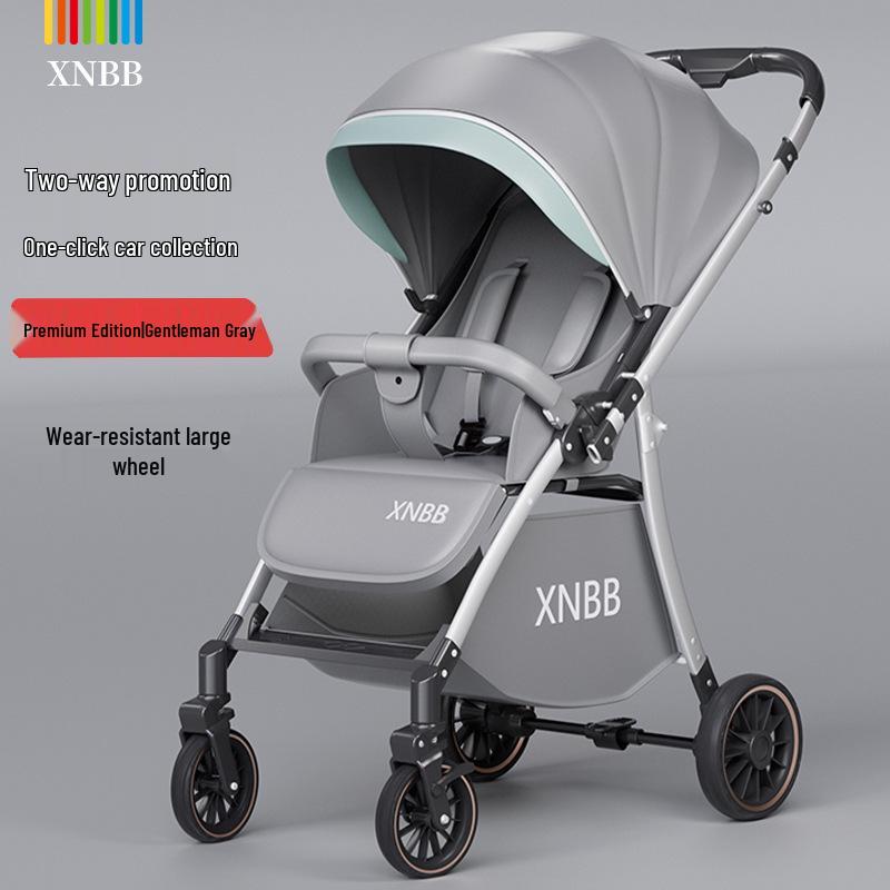 Compact Four-Wheel Baby Stroller: Sit, Lie, Fold - Lightweight Umbrella Design with Shock Absorption for Ages 0-3.