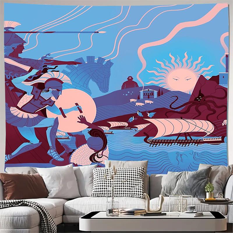 Mythology Tapestry Wall Hanging Ancient Greece Medusa Gorgon Fantasy Art Home Decor Room Aesthetic Wall Art Gift 100X70CM