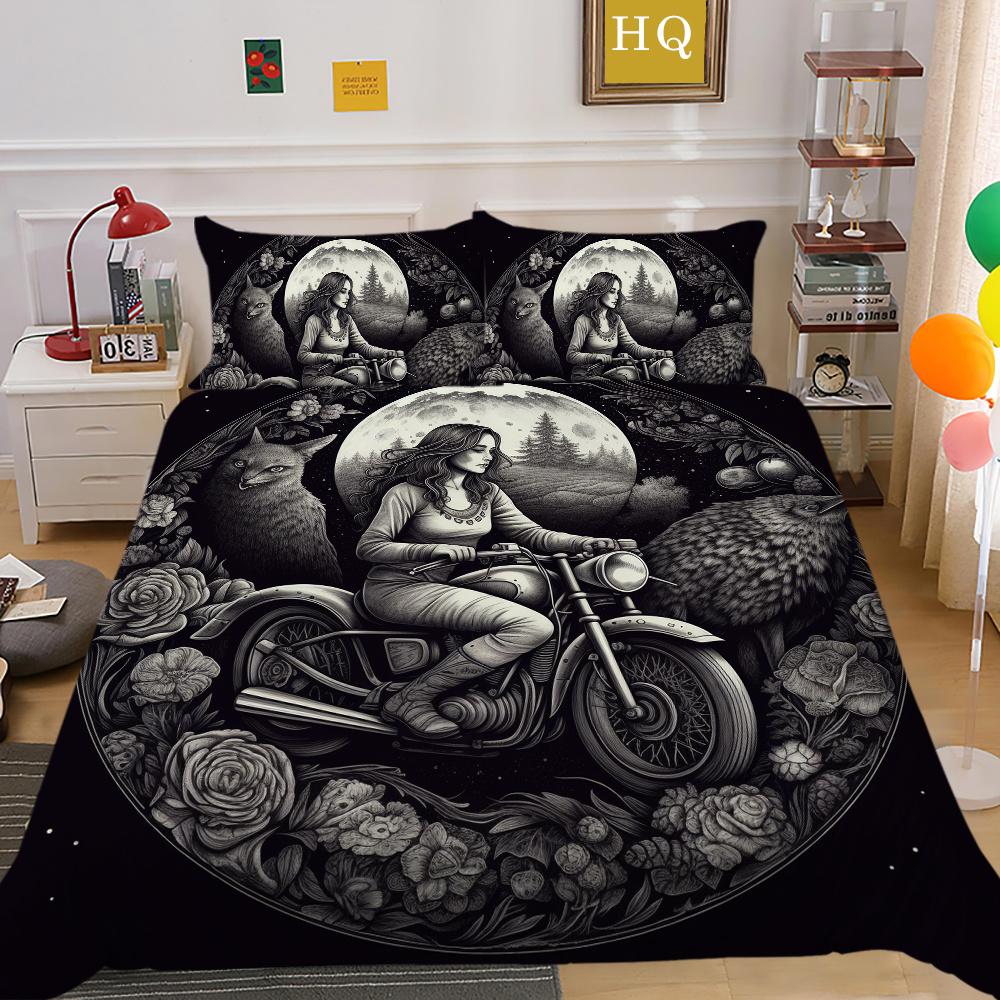 Beauty Skull Printed Bed Set Twin Size Polyester Comforter Cover Set Teen Design Superior Home Bedclothes