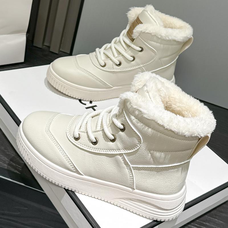 New Fashion Women's Winter Snow Boots With Plush Keep Warm Outdoor Hightop Walking Cotton Shoes Non-slip Waterproof Windproof
