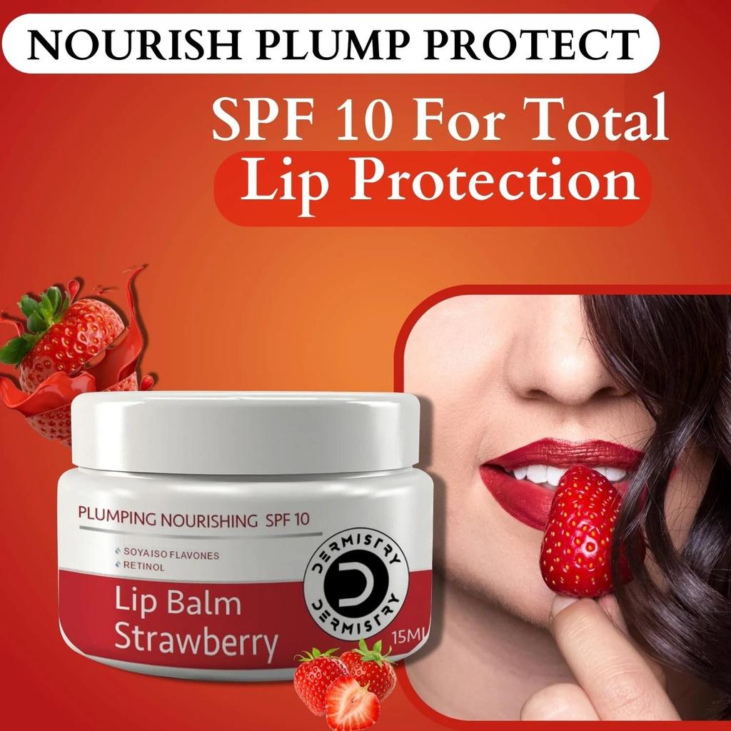 Dermistry Aufpolsternder Nährender Lippenbalsam LSF 10 Erdbeergeschmack 15ml