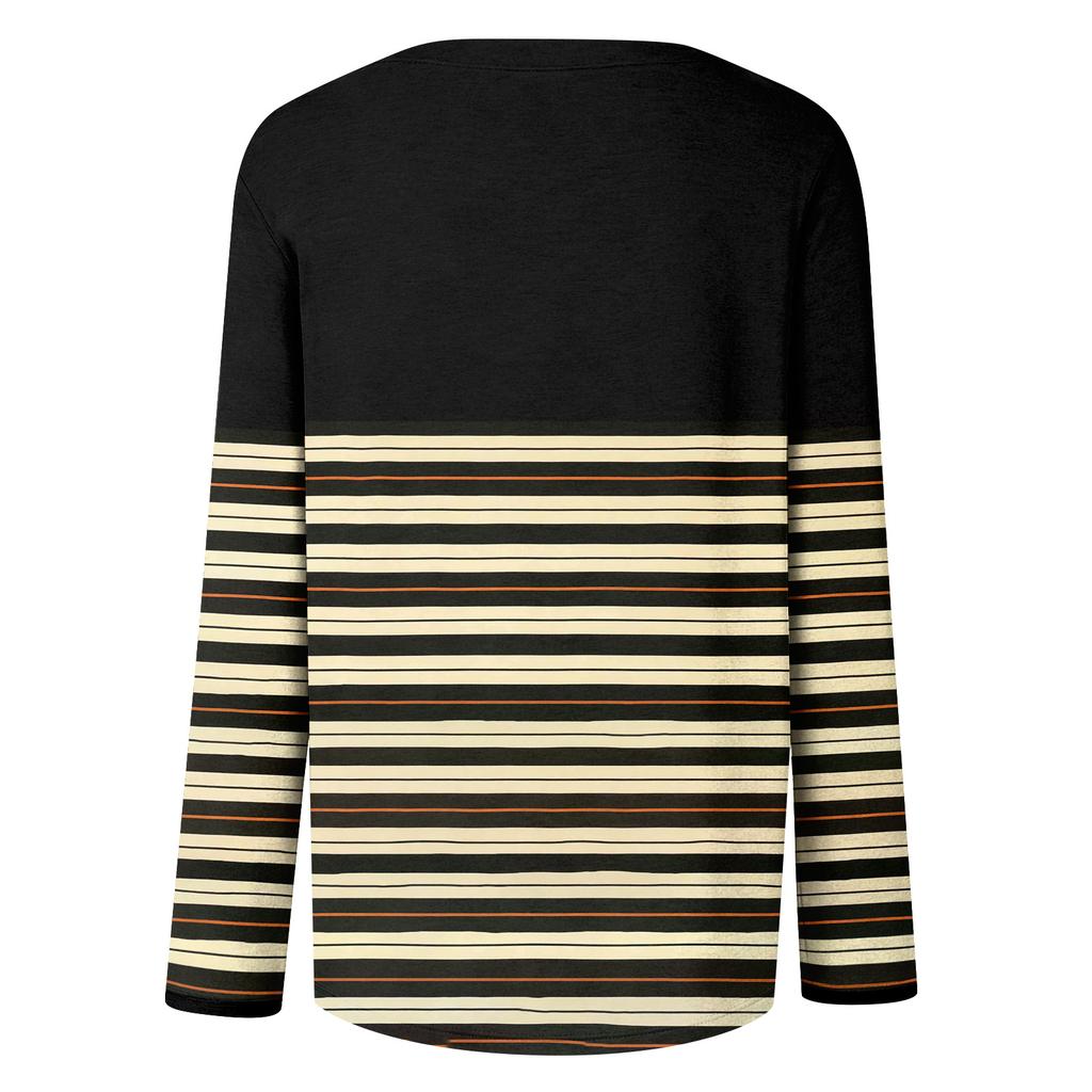 Women's Casual Long Sleeve Halloween Print Neck T-Shirt