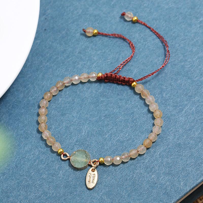 Retro sweet bracelet women's small fresh and versatile fashion temperament pink amethyst hand rope jewelry