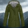 Women's Fashion Solid Color Hooded Loose Casual Waterproof Outdoor Jacket Lightweight Windbreaker Raincoat for Hiking Camping