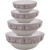 100% Pure Linen Bowl Covers For Bread Proofing, 4 Pcs Elastic Reble Solid Color Cloth Fabric Bowl Covers,XL Organic Washable Large Stretch Sourdough