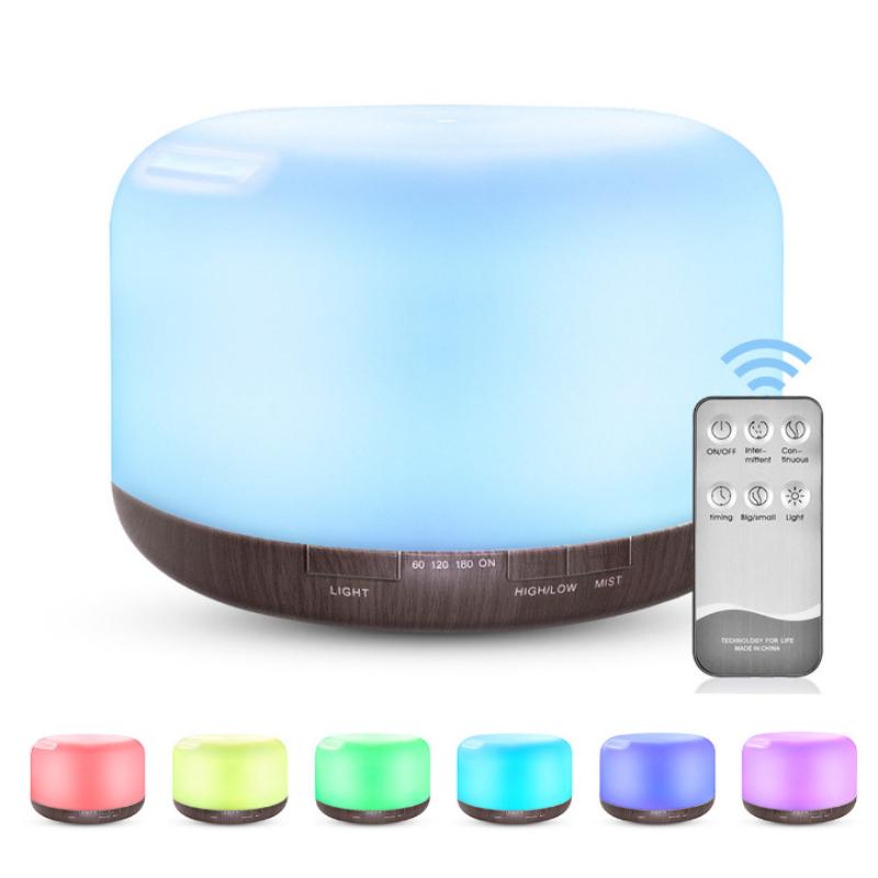 Diffusore di aromi da 500ml Umidificatore d'aria con venature del legno 500ml Diffusore di aromi di olio essenziale ad ultrasuoni per nebulizzatore freddo Fogger