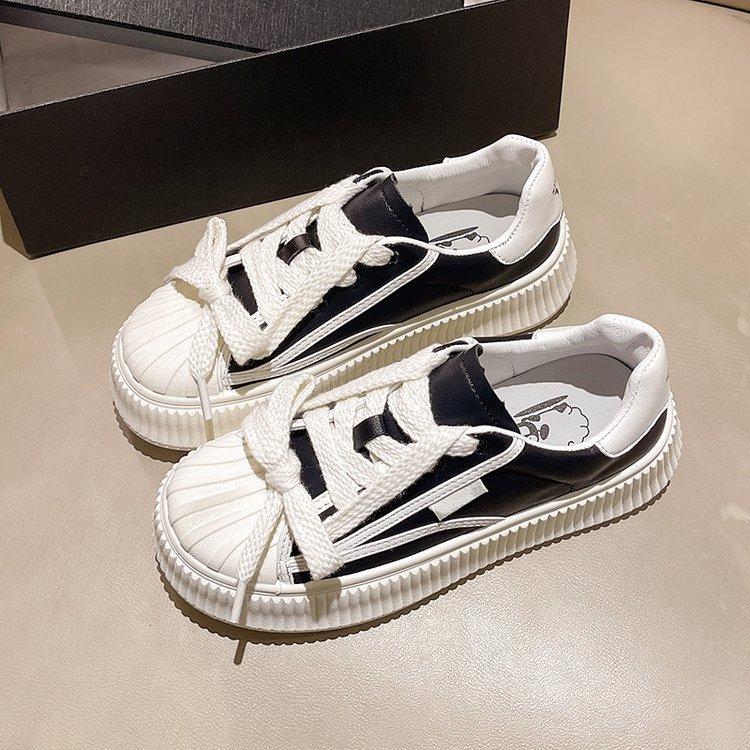 Shell Head White Shoes Spring  New Middle School Student Canvas Sneakers Casual Platform Sports Women's Shoes