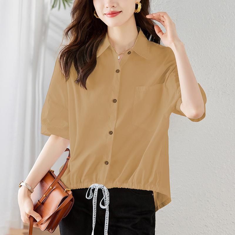 Shirt Women's Short Sleeve Summer New Top Korean Edition Fashion Pure Cotton Shirt