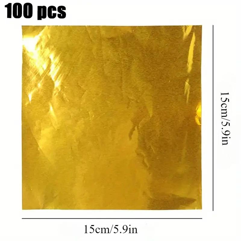 

100 PCS Dubai Chocolate Bar Aluminum Foil Tin Wrapping White Paper Metal Embossing Candy Chocolate Paper Wedding Party Supplies Various sizes