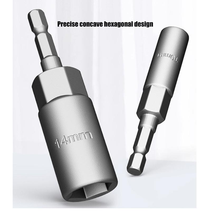 1/4inch Wrench Hexagonal Bit Socket Set Long Impact Drill Socket Adapter Drill Bit Extension Socket Adapter for Electric