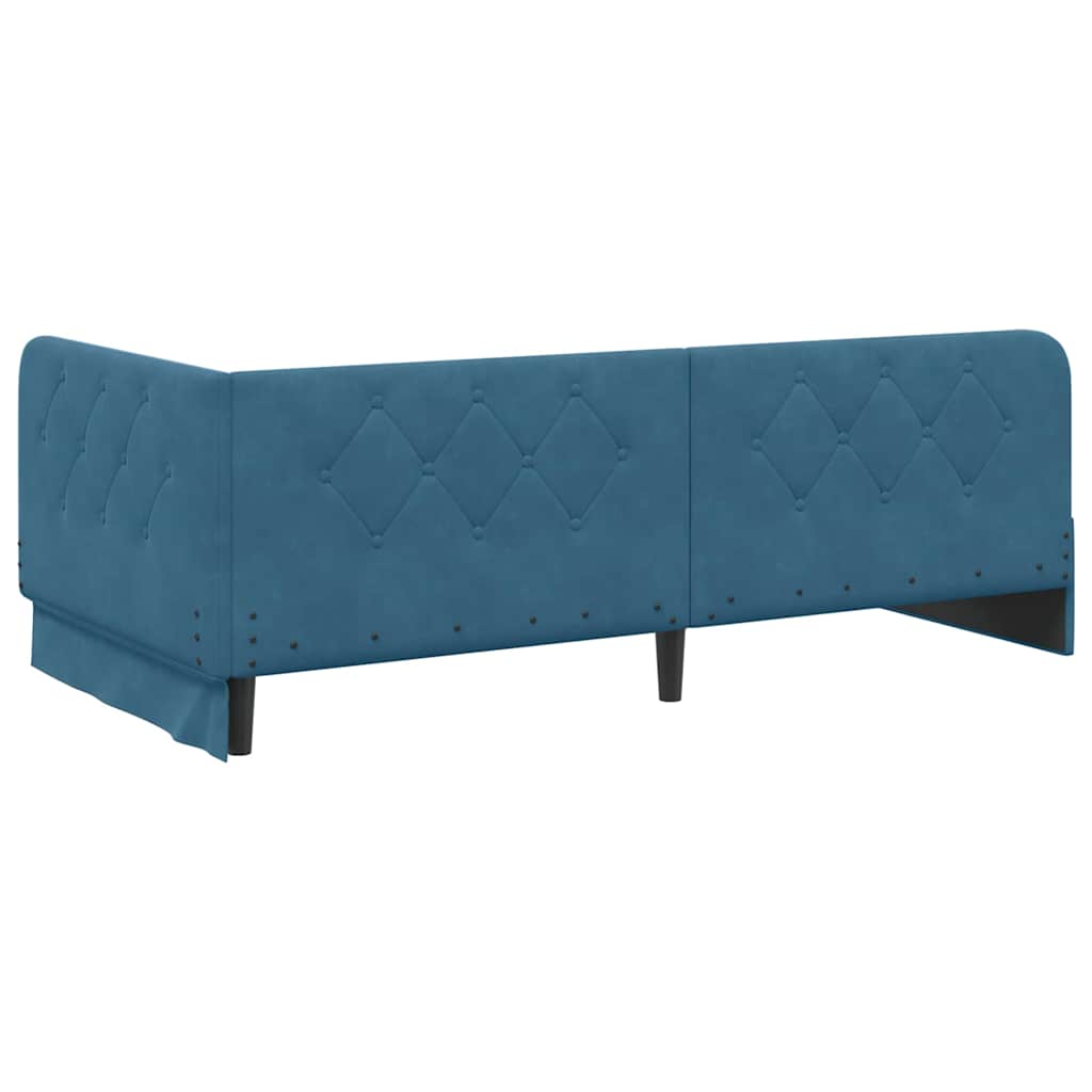 Corner Bed Frame Blue 100 X 200 Cm Velvet
