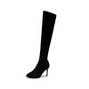 Women's Black Stiletto Over-the-Knee Boots with Velvet, 2025 Autumn/Winter Korean Style