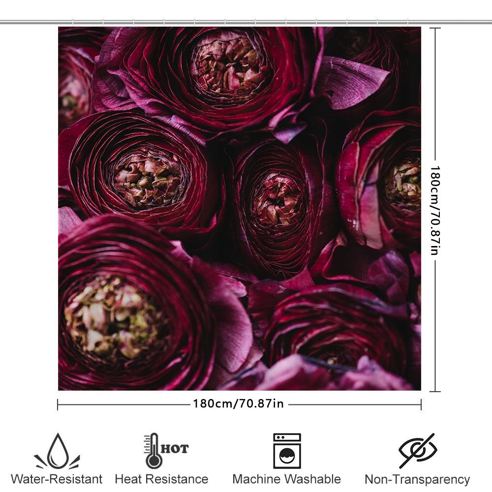 Luxus Lila Rose Blumenmuster Duschvorhang Wasserdicht Dekorative Matte Heimtextilien Badezimmer Quaste Dekor Größe 180X24