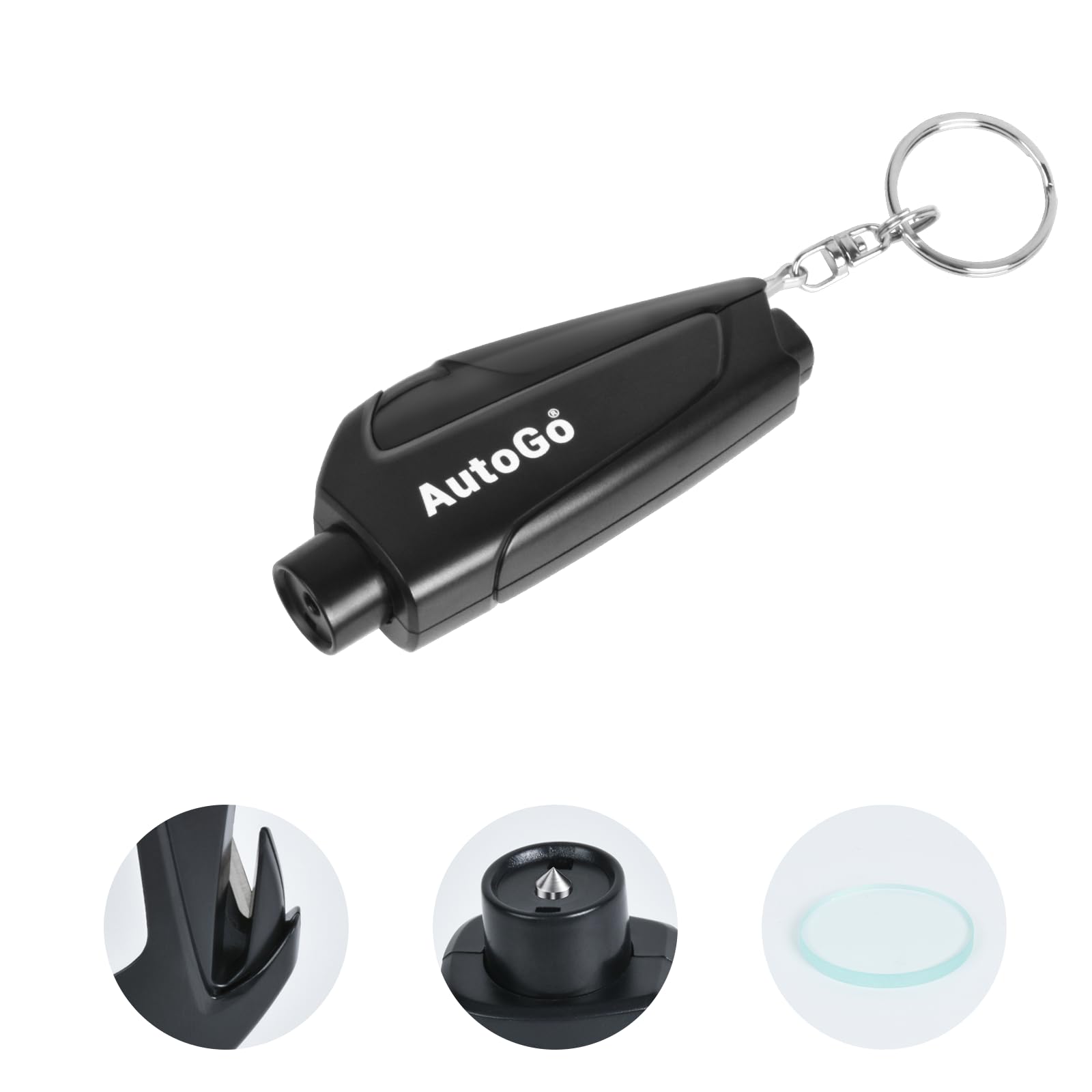 AutoGo Emergency Escape Hammer, 1 Second Escape, Multi-functional, Rescue Hammer for Cars, High Durability, 8.5*3.7*2.1CM чёрный