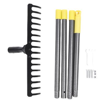 17 Tines Garden Rake 5.4ft Length Heavy Duty Metal Yard Thatching Bow Rake for Loosening Leveling Soil Leaves Grass
