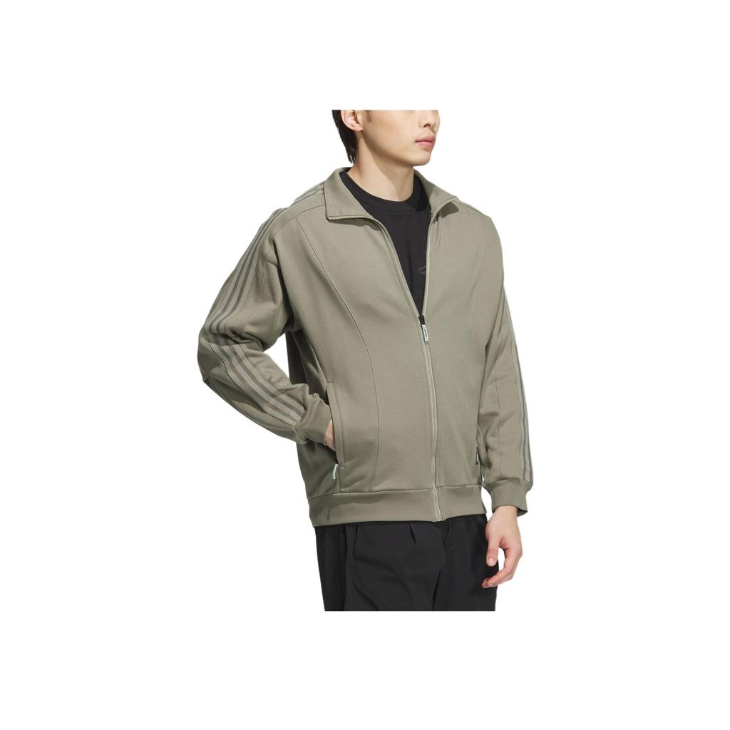Adidas Wuji Track Top Solid Color Stand Collar Comfortable Loose Retro Sports Jacket Long Sleeve Jacket Men Jacket Brown JI8704