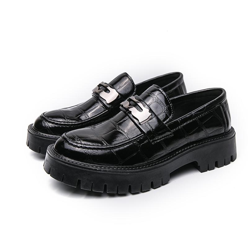 4.5CM Tall Man Thick Bottom Loafers Slip On Dress Shoes Breathable All-match Platform Men Shoes Business Casual Leather Shoes