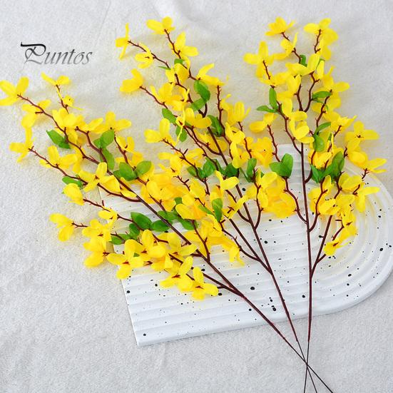 Wedding Decor Flowers Artificial Winter Jasmine with Stem Realistic Fake Silk Yellow Flower Indoor Home Office Table Centerpiece Faux Branch