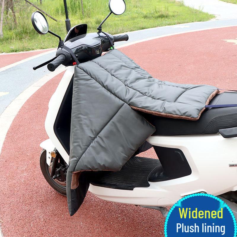 Electric Motorcycle Winter Windshield Cover - Extra Large, Fleece-Lined, Waterproof PU Leather