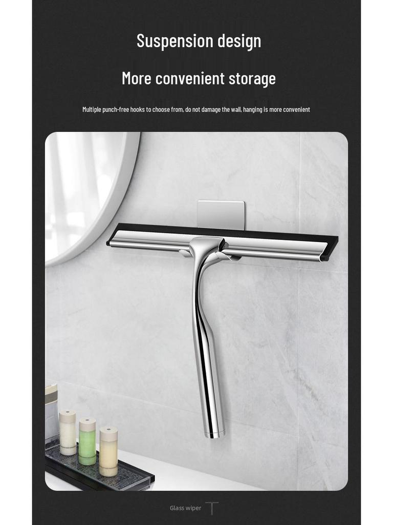 Stainless Steel Silicone Window Squeegee - Ideal for Cleaning Glass in Bathrooms, Restaurants, and Hotels.