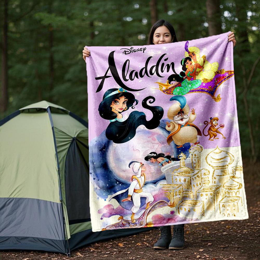 

1pc, Aladdin and Jasmine, Animals Design Blanket Seasonal Home Decorative Throw for Room, Gift Idea for Family and Friend, Living Room, Travel 80x120cm