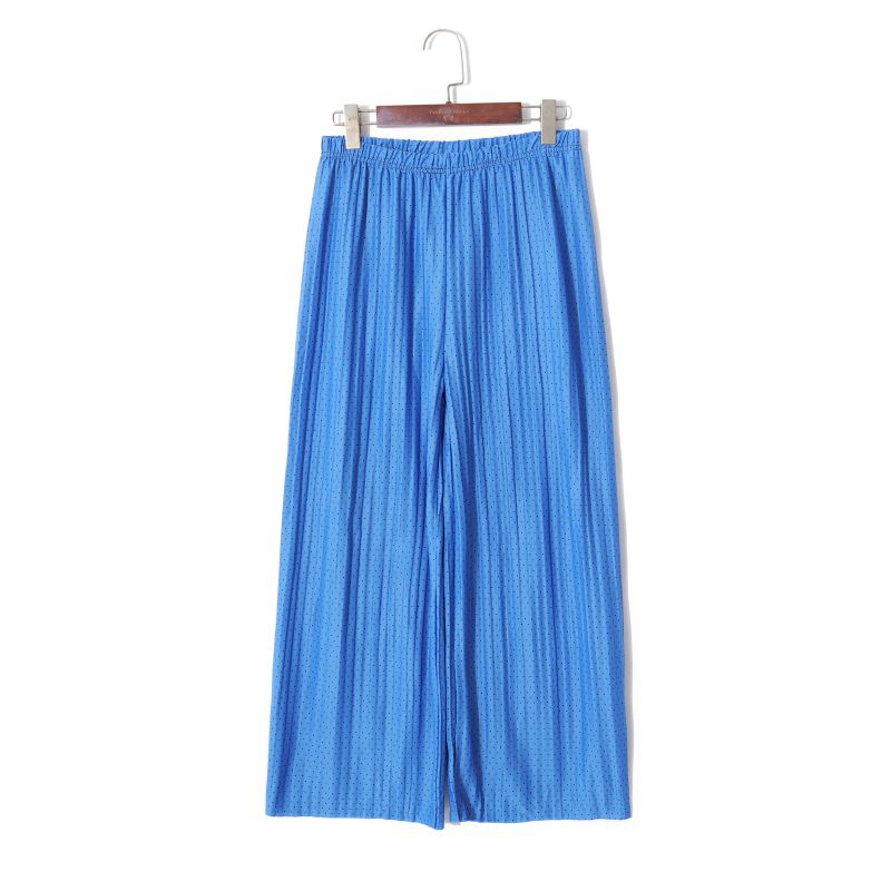 

2023 Fall Women s Clothing Fashion K-style Contrast Color Polka Dot Casual Pants Elastic High Waist Loose and Slimming All-Match Wide Leg Pants Blue F (free size)