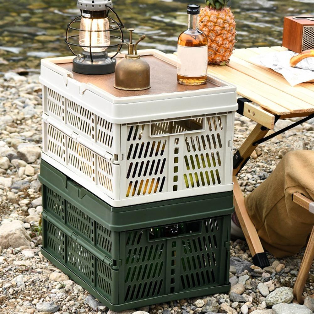 

Large Capacity Camping Picnic Basket Multifunction Foldable Camping Basket Picnics зелений